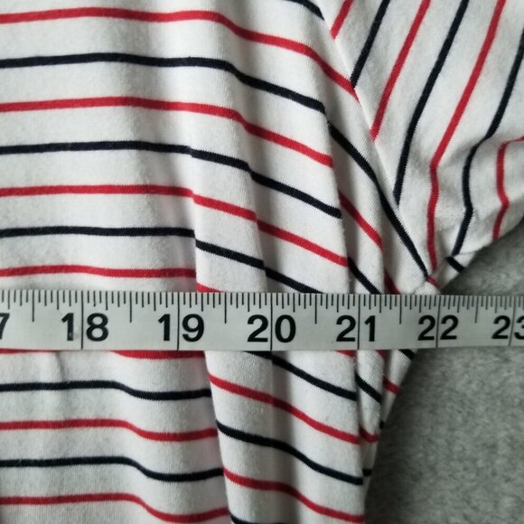 J Jill Size XL Striped VNeck Stretch Tunic Top Pullover 3/4 Bell Sleeve Comfy - Picture 7 of 8